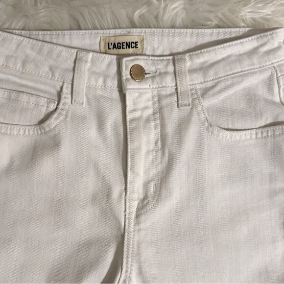 L’AGENCE ‘Audrina’ High Rise Jean In Blanc Worn Destruct Size 25 - Picture 9 of 12
